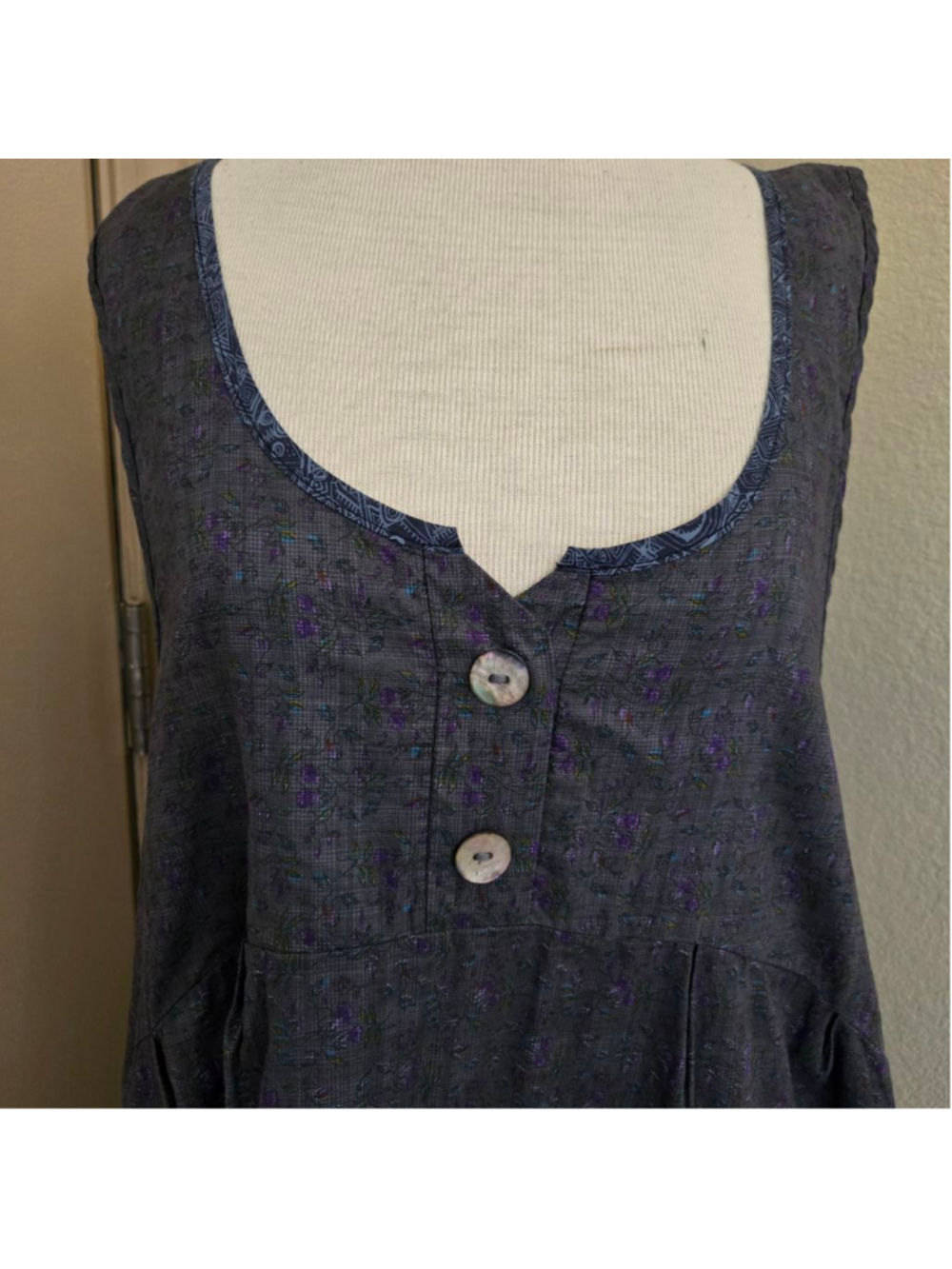 Blue Fish 00 Barclay Tuesday's Pocket Prairie Dress Contrast Grey Floral - Picture 2 of 12